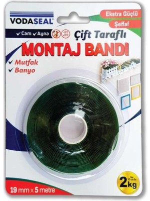 Vodaseal 19MMX5 mt Şeffaf Vhb Montaj Bandı -