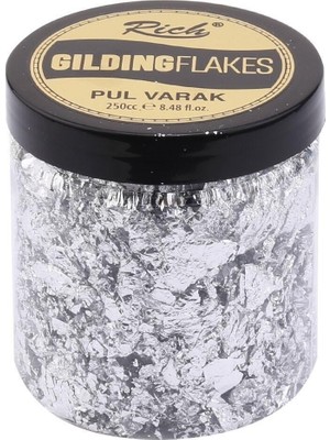 Rich Gilding Flakes Gümüş Pul Varak 250 cc Sanatsal Çalışmalar İçin Kullanım