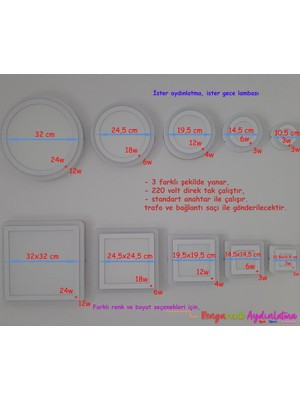 Cnl Çift Renkli 12+4 W LED Panel Sıva Üstü Yuvarlak Spot Armatür Mavi - Beyaz