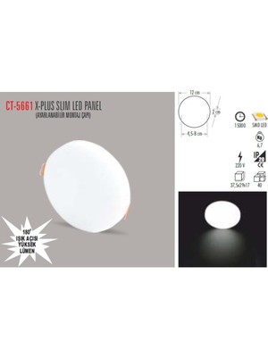 Cata CT-5661 15W/3200K X-Plus Slım LED Panel (G.ışığı)