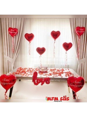 Mfm Parti Seni Seviyorum Kırmızı Kalpli Folyo Balon