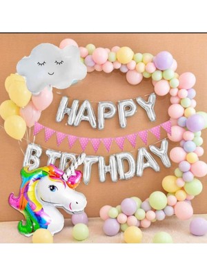 Mfm Parti Ünicorn Zincir Balon Doğum Günü Seti