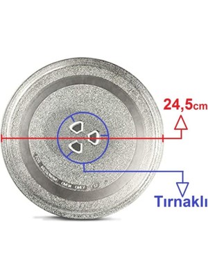 Arçelik Mikrodalga Fırın Döner Cam Tabak 24,5cm Çapında Tırnaklı Borcam Tepsi Orijinal Tırnaklı 24,5cm Tabak Tepsi
