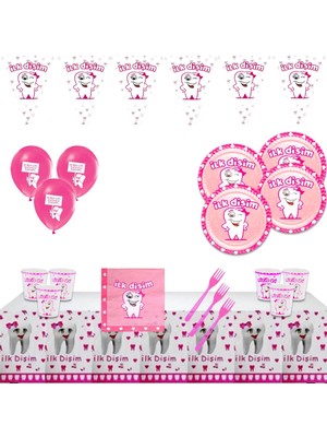 Bay Cimri Baycimri Ilk Dişim Diş Buğdayı Pembe 8 Kişilik Doğum Günü Parti Malzemeleri Süsleri Seti