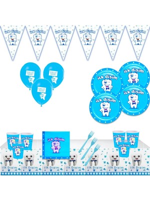 Bay Cimri Baycimri Ilk Dişim Diş Buğdayı Mavi 8 Kişilik Doğum Günü Parti Malzemeleri Süsleri Seti