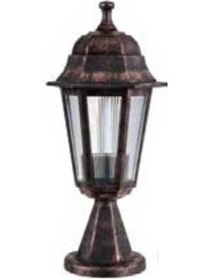 Zerpa Set Üstü Altıgen Bahçe Aydınlatma Armatürü Eskitme Bakır Renk E27 Duy (Ampul Hariç)