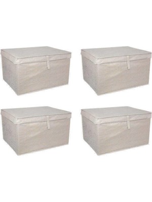 EC Shop Tofipashop 4 Adet Kapaklı Çok Amaçlı Çamaşır Saklama Düzenleme Hurç Kutu Ma x i 50 x 40 x 30 cm