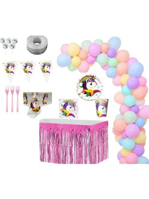 Mfm Parti Unicorn Temalı 16 Kişilik Lüks Hazır Doğum Günü Seti