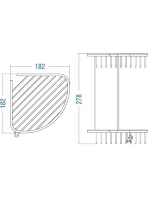 Duxxa Paslanmaz Pirinç Oval Ikili 19*19 cm Şampuanlık Köşelik Süngerlik A.502