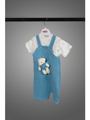 Million Babies Sevimli Ayıcık Detaylı Yazlık Bebek Kıyafeti 0-3 Ay 3-6 Ay 6-9 Aylık Bebek Takımı