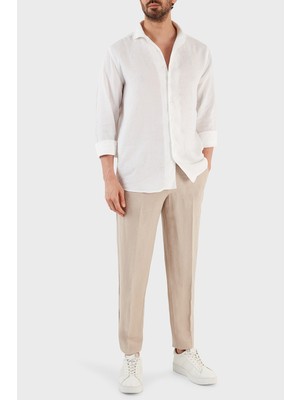 Armani Exchange Keten Karışımlı Yüksek Bel Regular Fit Pantolon 8NZP15 Znfnz 1724