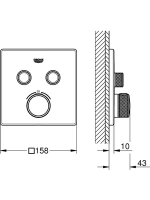 Grohe Grohtherm Smartcontrol Çift Valfli Akış Kontrollü, Ankastre Termostatik Duş Bataryası - 29124DL0