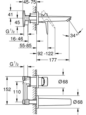 Grohe Bauedge Iki Delikli Lavabo Bataryası - 20474001