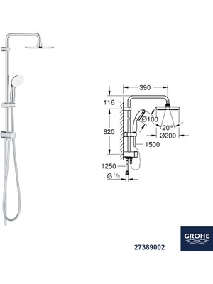 Grohe Bauedge Termostatik Banyo Bataryası Seti 24