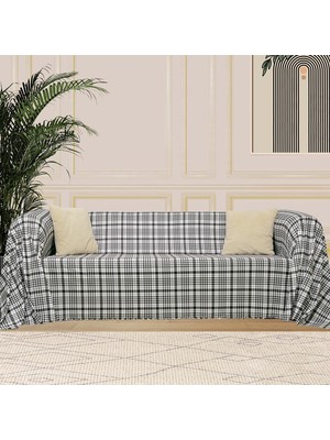 Latuda Softmicro Kazayağı Desenli 180X220 cm Koltuk Örtüsü Şalı, Kanepe Örtüsü, Tv Battaniyesi Siyah Beyaz