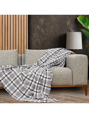 Latuda Softmicro Kazayağı Desenli 130X180 cm Koltuk Örtüsü Şalı, Kanepe Örtüsü, Tv Battaniyesi Siyah Beyaz