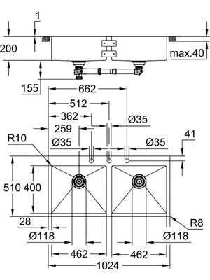 Grohe K800 Paslanmaz Çelik Eviye - 31585SD1