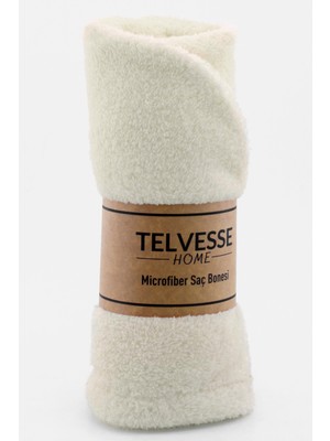 Telvesse Mikrofiber Saç Havlusu Plaj Deniz Havuz Bonesi Banyo Saç Kurutma Baş Havlusu Krem