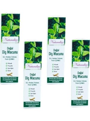 Naturlive Naturalive 4 Adet Doğal Diş Macunu Nane Aromalı SLS, Paraben, Triklosan İçermeyen