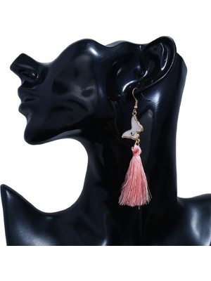 Alltarse Moda Düğün Bayan Dangle Eardrop Kelebek Pembe Uzun Püskül Kanca Küpe (Yurt Dışından)