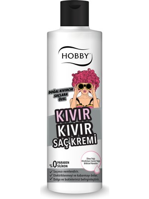 Hobby Kıvırcık Saç Kremi 230 ml Doğal Kıvırcık Saçlar için Shea Yağı ve Bitkisel Keratin