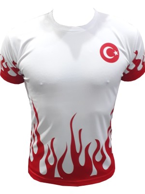 Yiğit Spor Türkiye Tişörtü & Milli Takım Tişörtü Beyaz Kırmızı Kumaş Outdoor Kullanım İçin Erkek L Beden