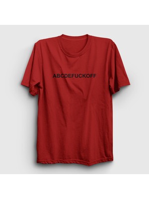 Presmono Unisex Kırmızı Abcdefuckoff T-Shirt