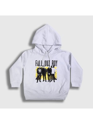 Presmono Unisex Çocuk Beyaz Band Fall Out Boy Kapüşonlu Sweatshirt