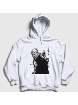 Presmono Unisex Beyaz Crank Jason Statham Kapüşonlu Sweatshirt