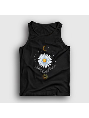 Presmono Unisex Siyah Daisy Papatya Sun Moon Güneş Ay Atlet