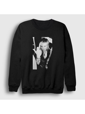 Presmono Unisex Siyah Flip Miley Cyrus Sweatshirt