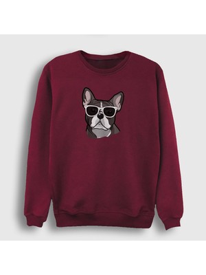 Presmono Unisex Bordo French Bulldog Köpek Sweatshirt