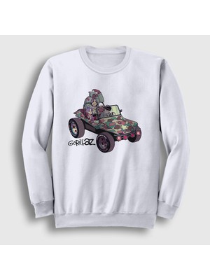 Presmono Unisex Beyaz Geep Gorillaz Sweatshirt