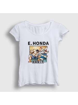 Presmono Kadın Beyaz Honda Oyun Street Fighter T-Shirt