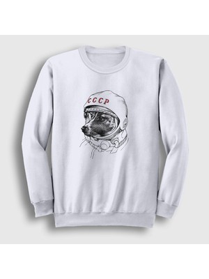 Presmono Unisex Beyaz Laika Space Traveler Cccp Sweatshirt