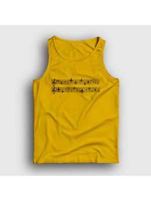 Presmono Unisex Sarı Music Pilot Airplane Uçak Atlet