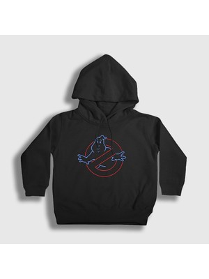 Presmono Unisex Çocuk Siyah Neon Logo Film Hayalet Avcilari Ghostbusters Kapüşonlu Sweatshirt