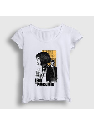 Presmono Kadın Beyaz Poster Film Leon T-Shirt