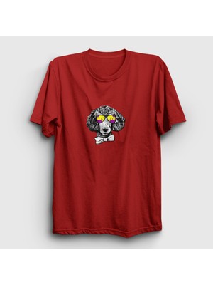 Presmono Unisex Kırmızı Poodle Dog Köpek T-Shirt