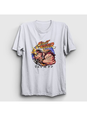 Presmono Unisex Beyaz Ryu Vs Ken V3 Street Fighter T-Shirt