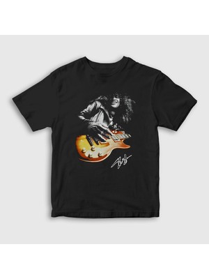 Presmono Unisex Çocuk Siyah Sign Guitarist Guns N' Roses Slash T-Shirt