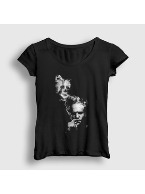 Presmono Kadın Siyah Skull Jason Statham T-Shirt