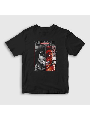 Presmono Unisex Çocuk Siyah Strongest Yujiro Hanma Anime Baki T-Shirt