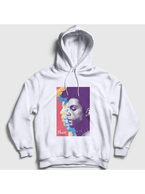Presmono Unisex Beyaz Vintage Prince Kapüşonlu Sweatshirt