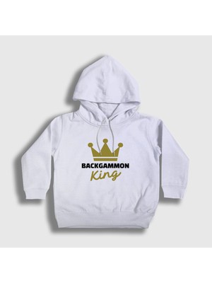 Presmono Unisex Çocuk Beyaz Backgammon King Tavla Kralı Oyun Kapüşonlu Sweatshirt