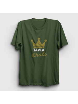 Presmono Unisex Haki Backgammon King Tavla Kralı Oyun V3 T-Shirt