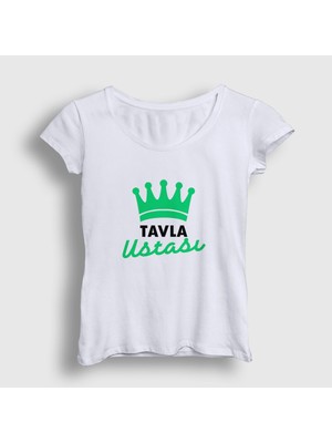 Presmono Kadın Beyaz Backgammon Master Tavla Ustası Oyun V2 T-Shirt