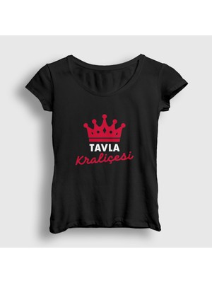 Presmono Kadın Siyah Backgammon Queen Tavla Kraliçesi Oyun V3 T-Shirt