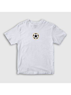 Presmono Unisex Çocuk Beyaz Logo Soccer Ball Futbol Topu T-Shirt