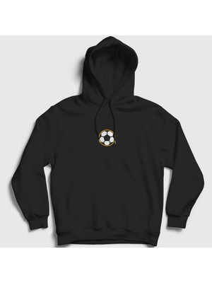 Presmono Unisex Siyah Logo Soccer Ball Futbol Topu Kapüşonlu Sweatshirt